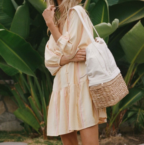 L*Space Vida Coverup Mini Dress Tunic Tapioca Cream - Picture 6 of 7